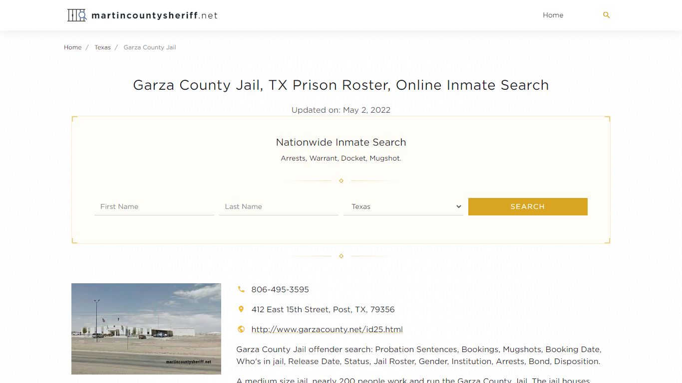 Garza County Jail, TX Prison Roster, Online Inmate Search ...